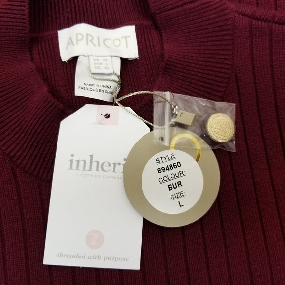 Apricot Burgundy Wine Long Sleeve Knit Sweater Midi Dress Size 10 NEW w/Tags - Picture 10 of 10